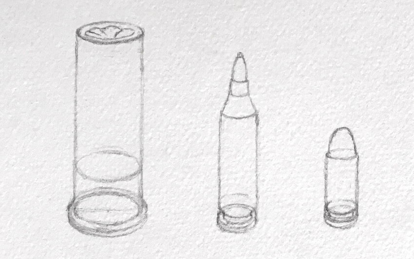 Drawing contour lines for gun and riffle bullets