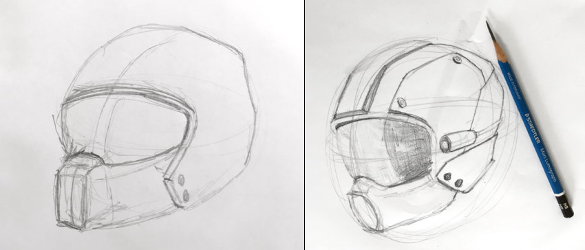 Quick sketches of some helmets