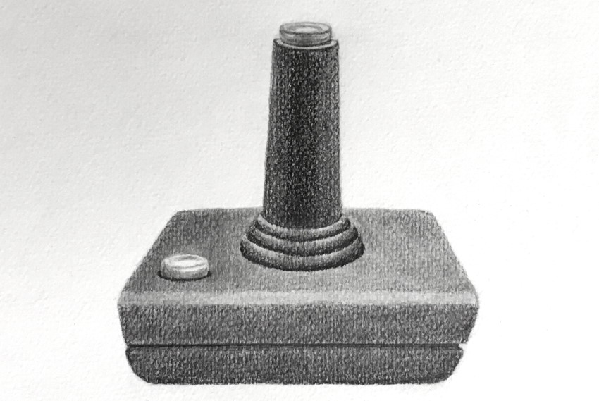 Pencil drawing of a classic joystick
