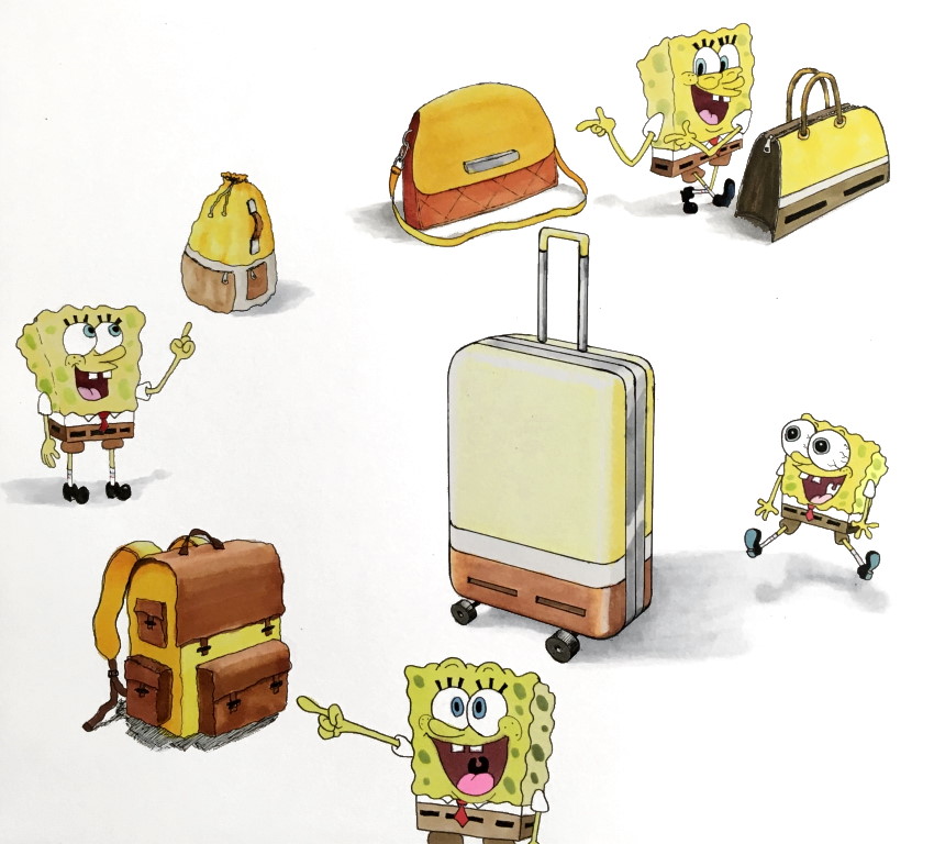 Product designs for SpongeBob bags and backpacks