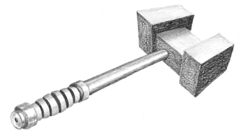 Pencil drawing concept art of a war hammer