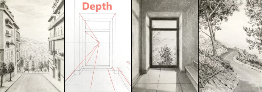 Examples of drawing in linear perspective