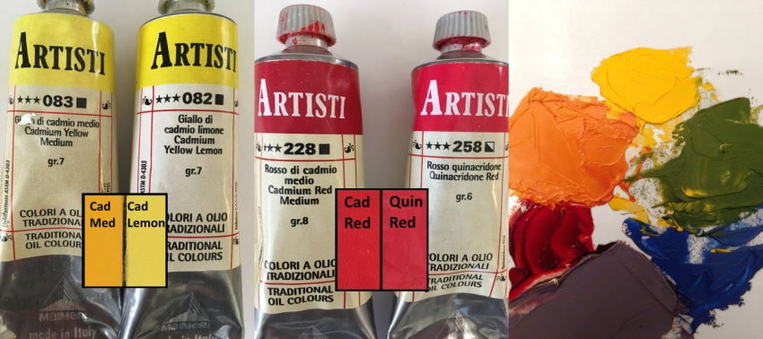 Images of oil paint mixing