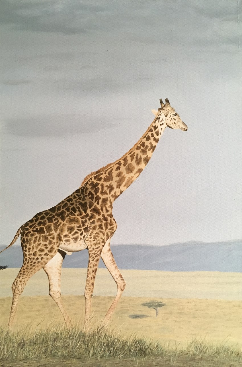 Giraffe realistic oil painting