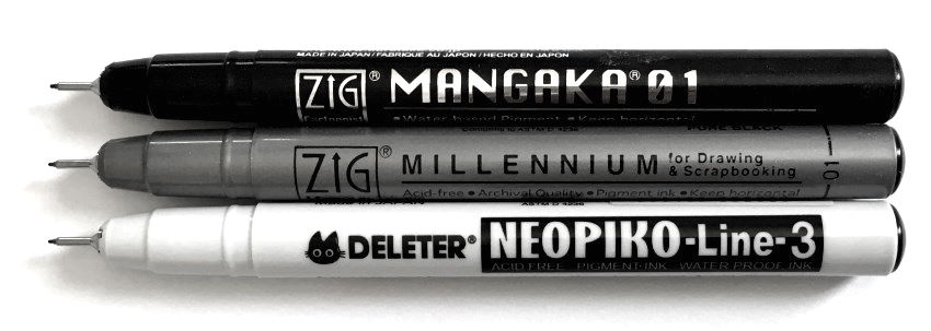Similar pens, Mangaka, Millennium and Neopiko