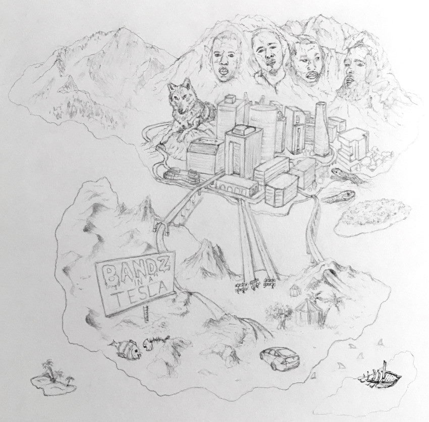 Island drawing for music album cover