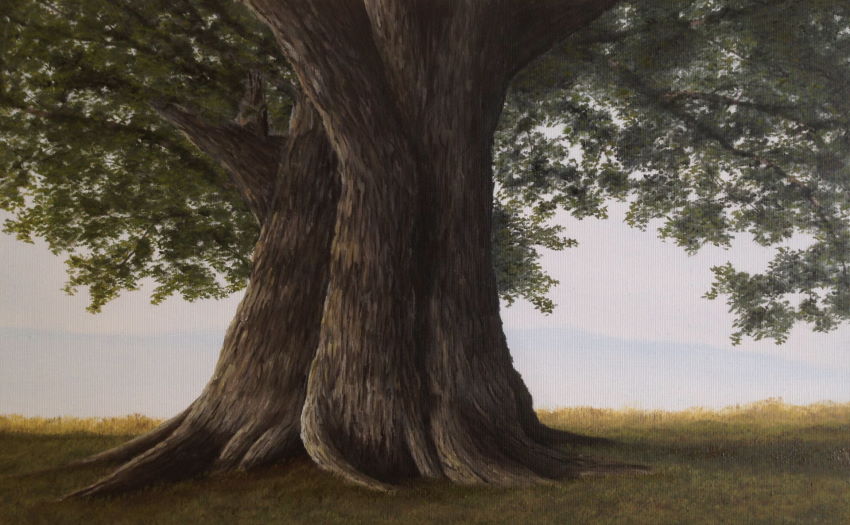 An oil painting of a tree