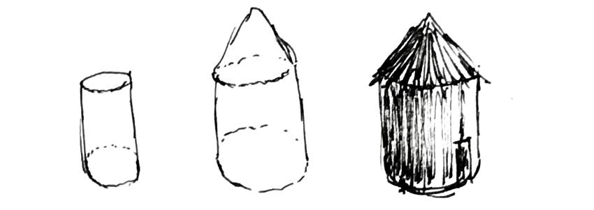 A sketch of a small round hut