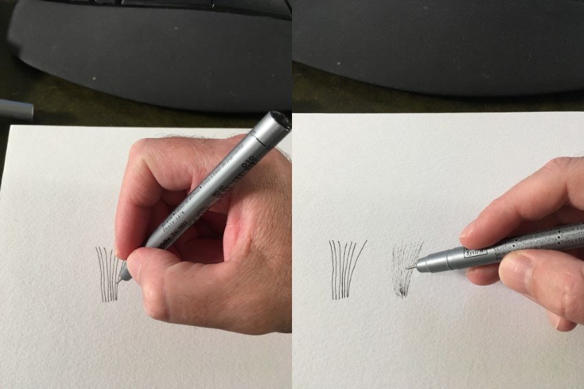 Holding a pen in different angle