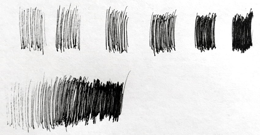 Different brightness values drawing with a pen