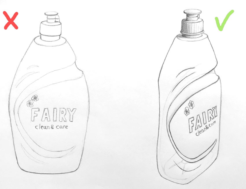 Composition pencil drawing for dish soap bottle