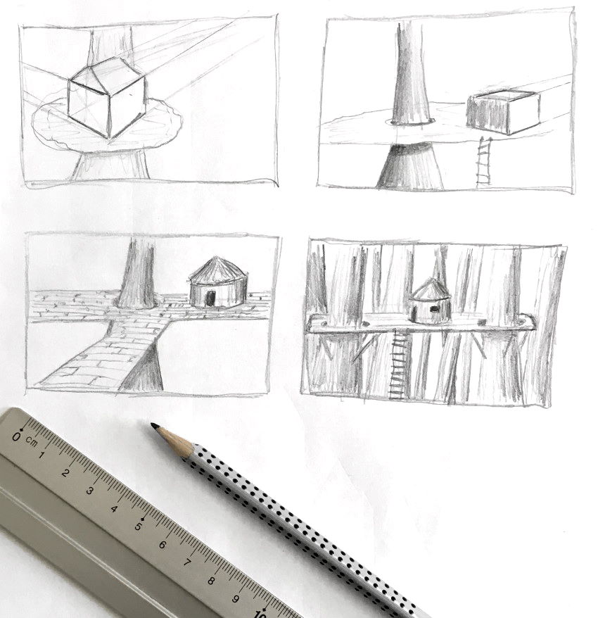 Thumbnails sketches for drawing from imagination