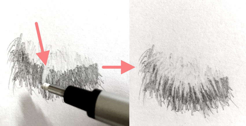 Drawing fur using an eraser