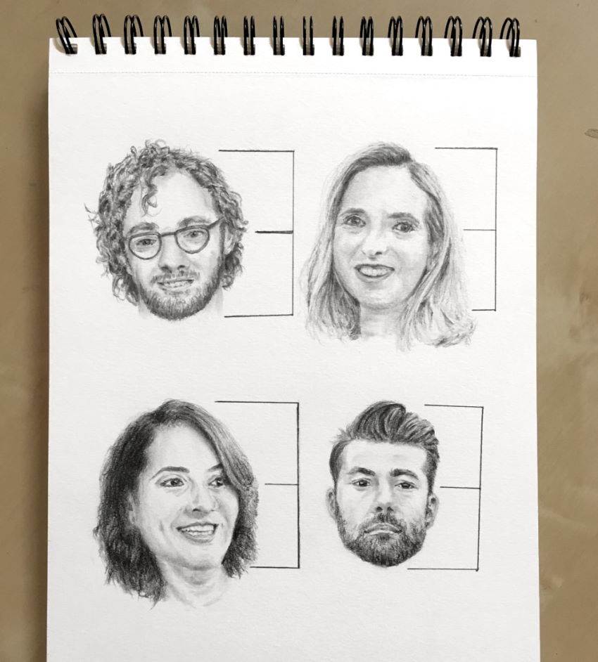 Graphite pencils portrait drawings