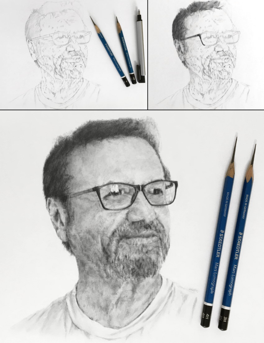 男人肖像铅笔素描步骤