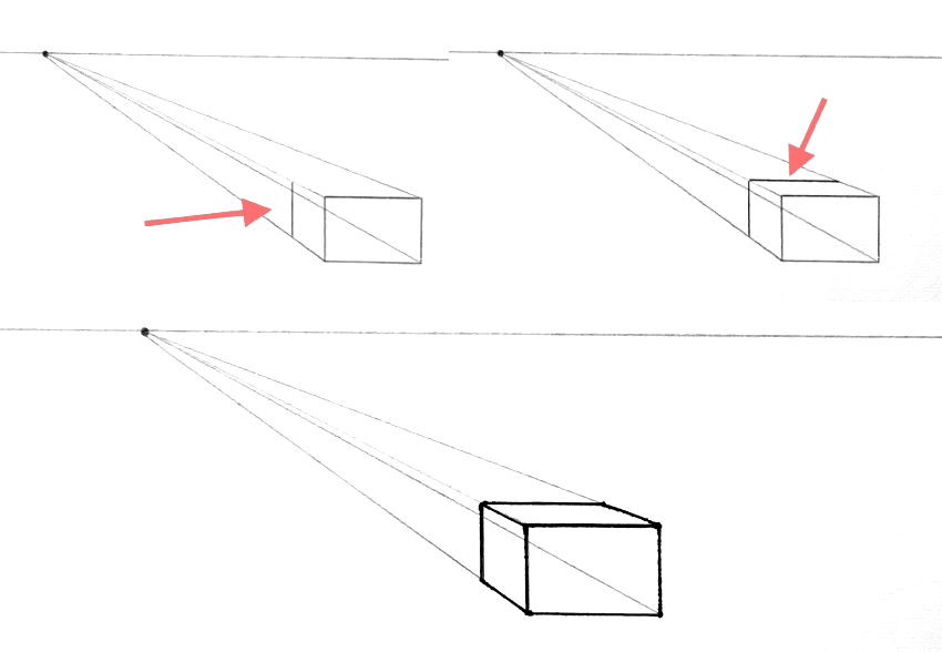Drawing a box in one-point perspective