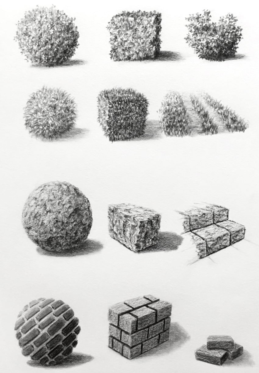 Different textures drawing for a ball