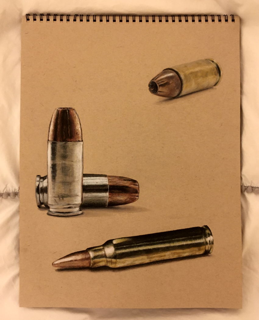 Bullet realistic drawings with markers