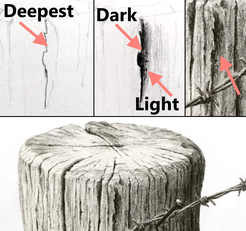 How to draw cracked wood