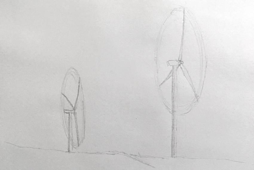An initial sketch of two wind turbines
