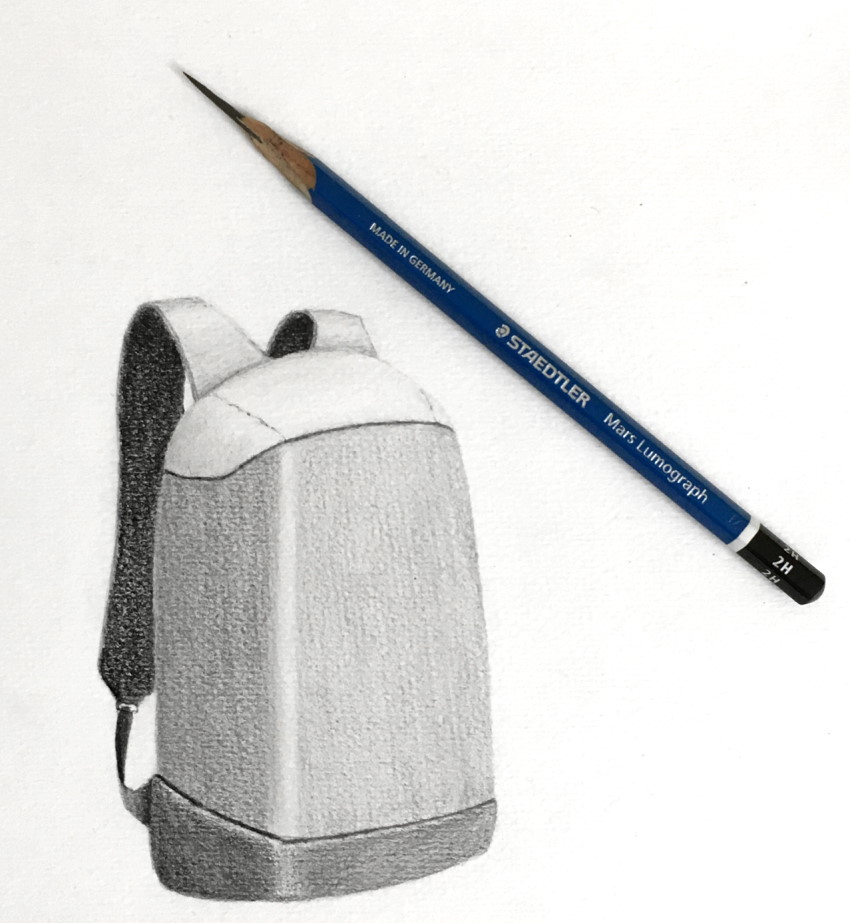 Pencil drawing of a backpack
