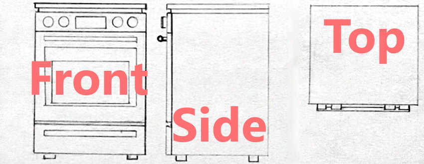 Oven designing using orthographic views