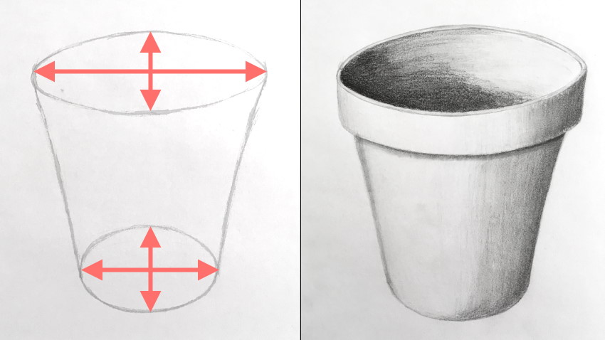 Using ellipses for sketching a plant pot