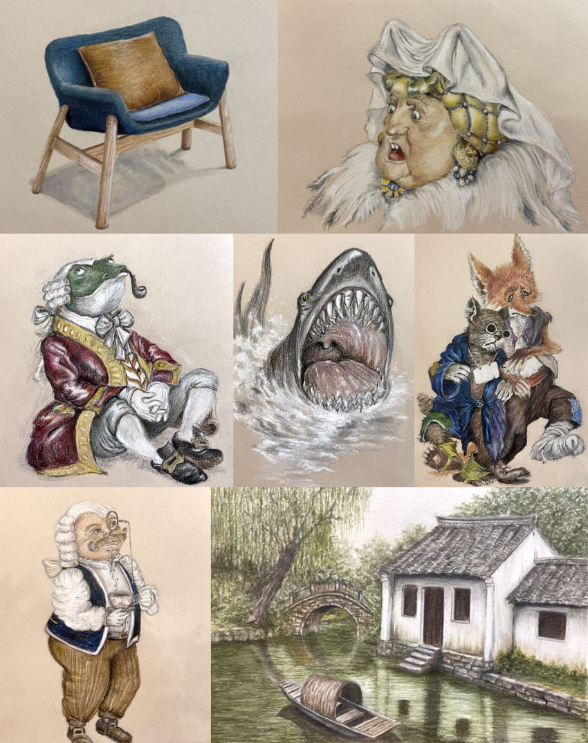 Colored pencils drawings by my student Anat