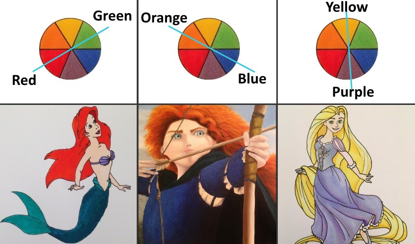 Opposite or complementary colors used by Disney.