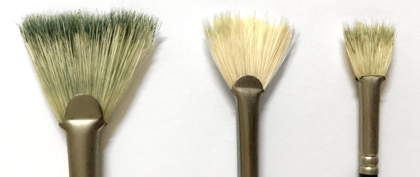 Fan brushes for oil painting from hog bristles