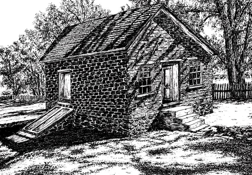 Pen drawing of a house with Pigma Micron