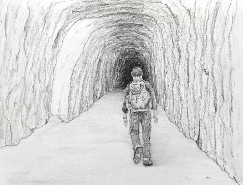 Perspective Drawings That Give The Illusion Of Depth   Man In Cave Pencil Drawing 