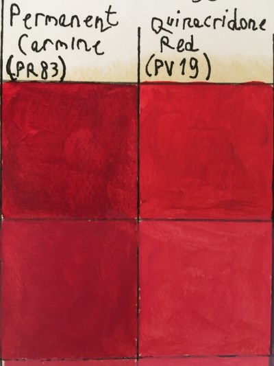 Red oil paints: quinacridone & alizarin crimson