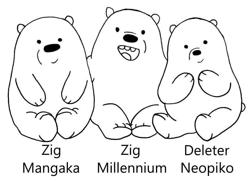 We Bare Bears drawing with artist pens