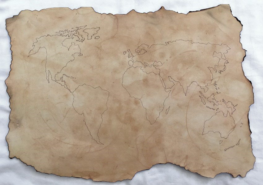 Pencil drawing of a world map