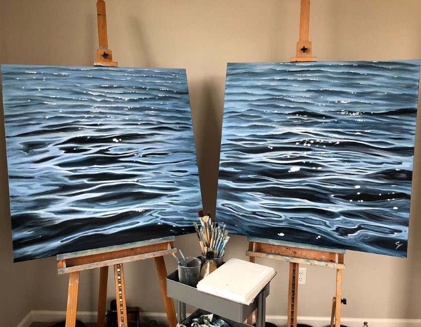 Ocean water oil paintings by Eva Volf