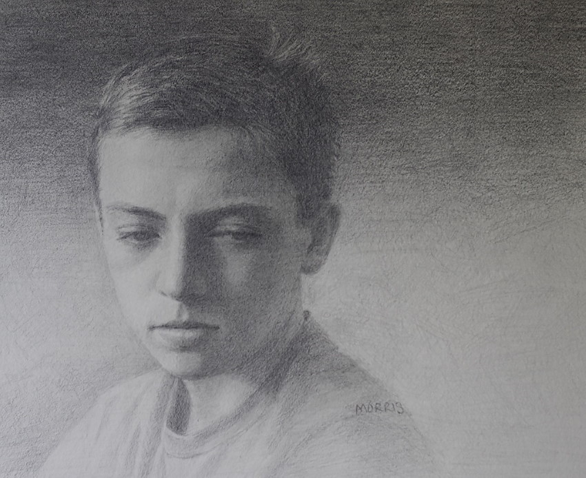 Boy pencil drawing portrait by Kathy Morris