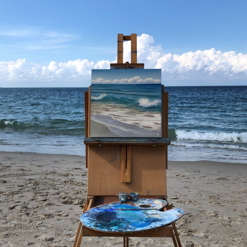 Plein air painting of a seascape by Eva Volf