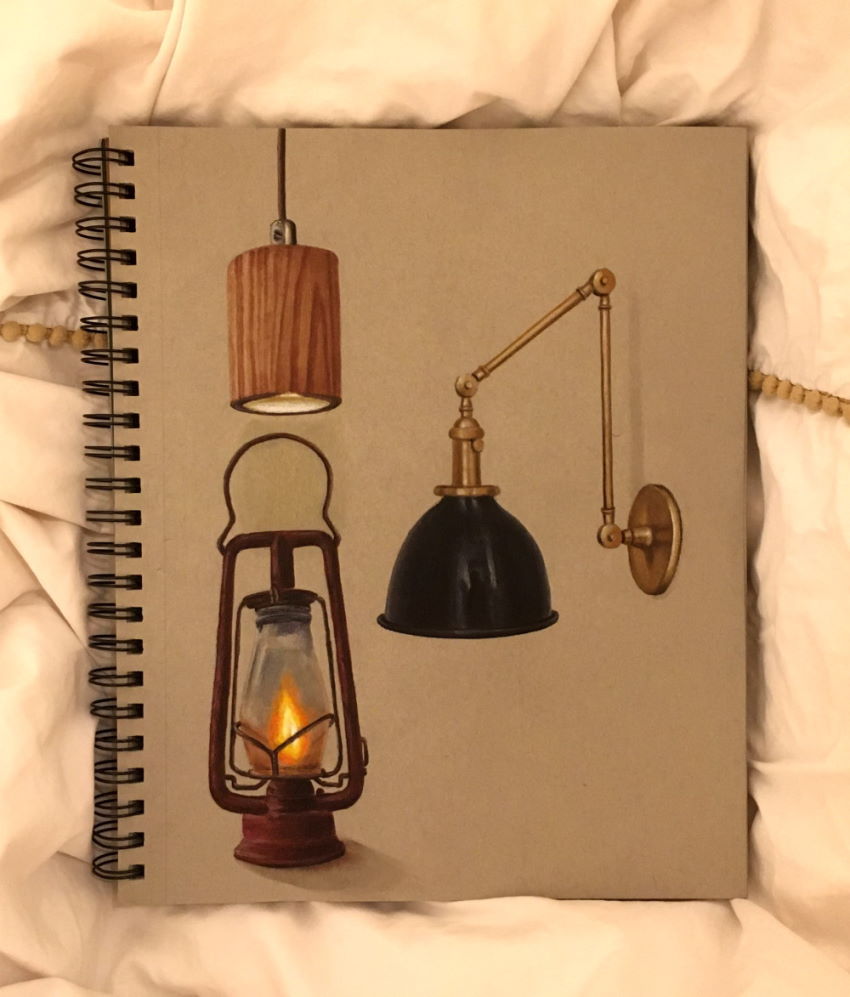 Realistic lamps drawing with markers