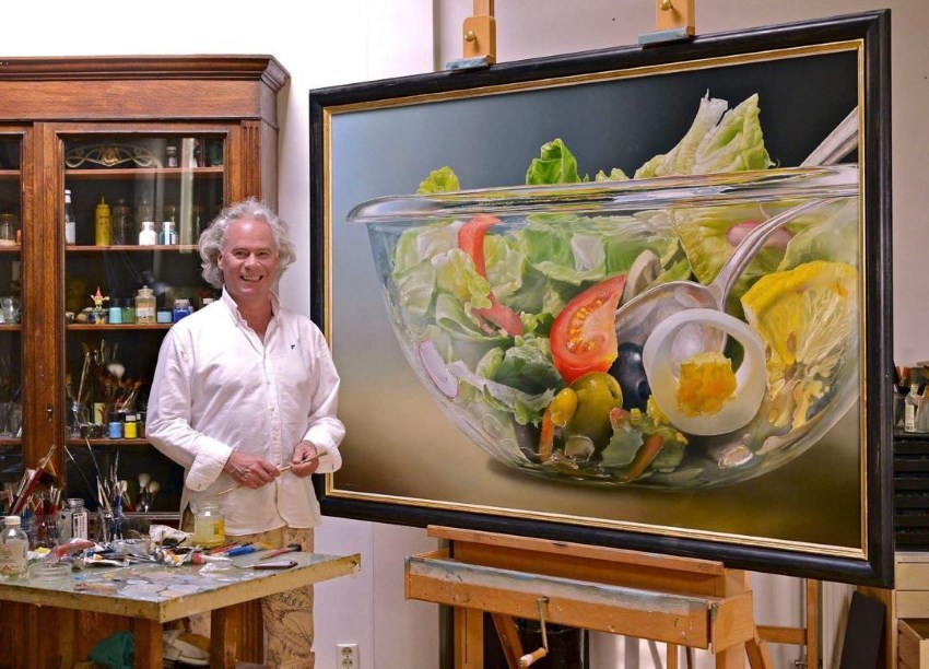 Tjalf Sparnaay and his salad hyperrealistic painting