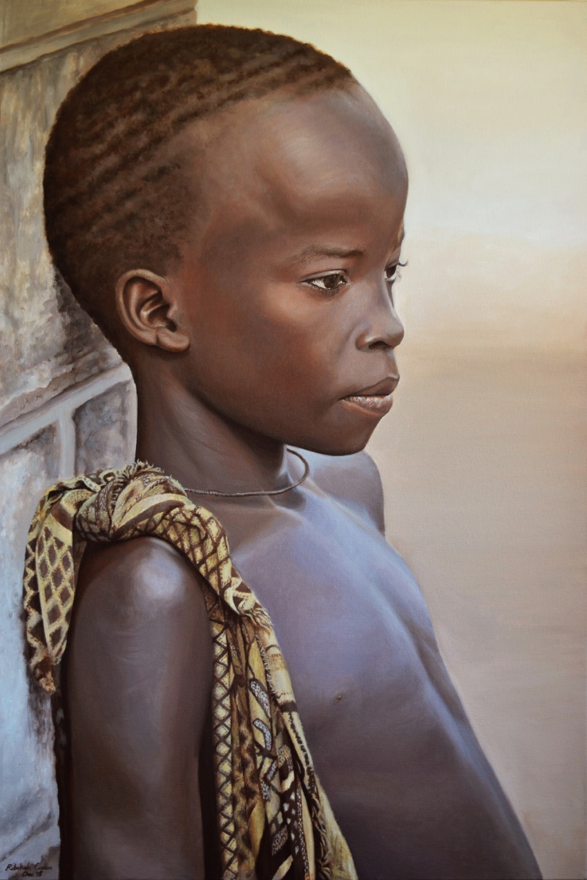 Ethiopian boy portrait painting by Rebekah Codlin