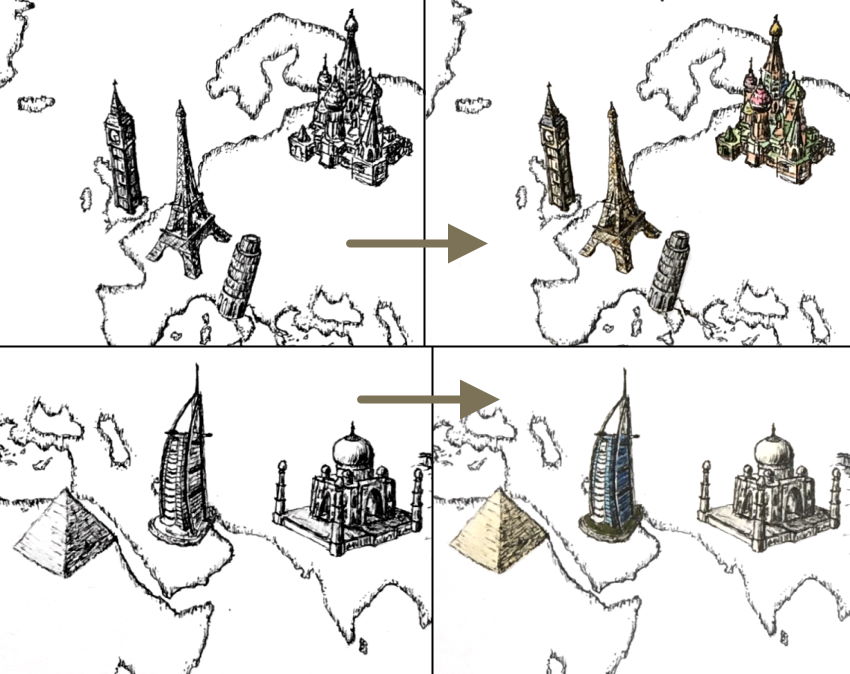 Steps for drawing famous monuments