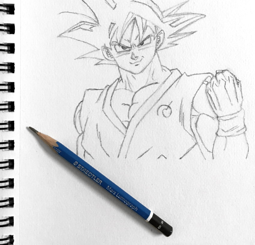 Son Goku pencil drawing from observation