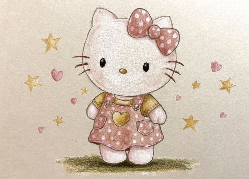 Colored pencils drawing of Hello Kitty