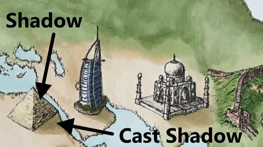 Drawing the shadows and cast shadows for map