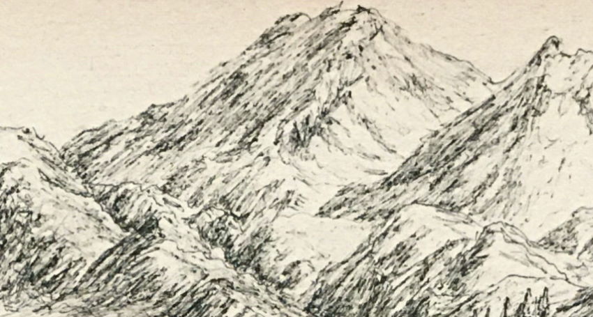Mountains drawig with a pen