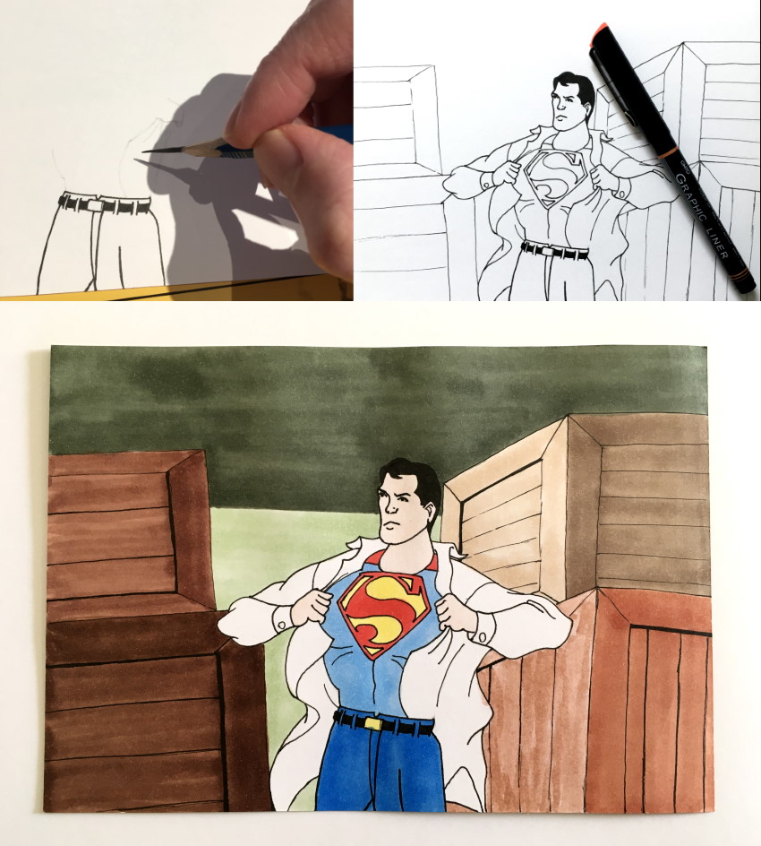 Superman drawing from filmation TV series
