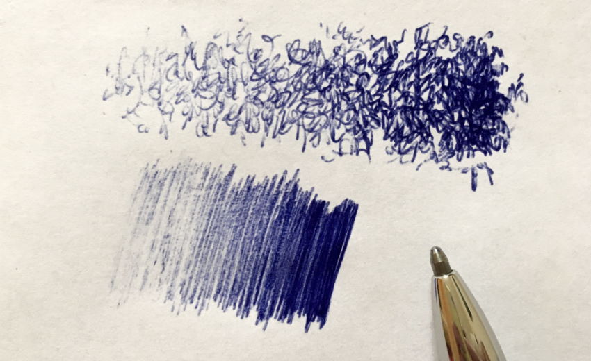 Transitions in brightness values using a ballpoint pen