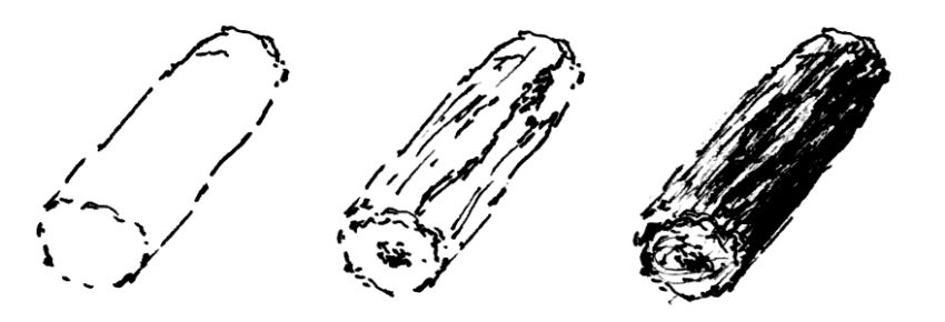 Steps for sketching a log