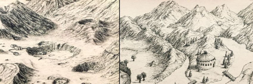 Examples of map drawing with a pen